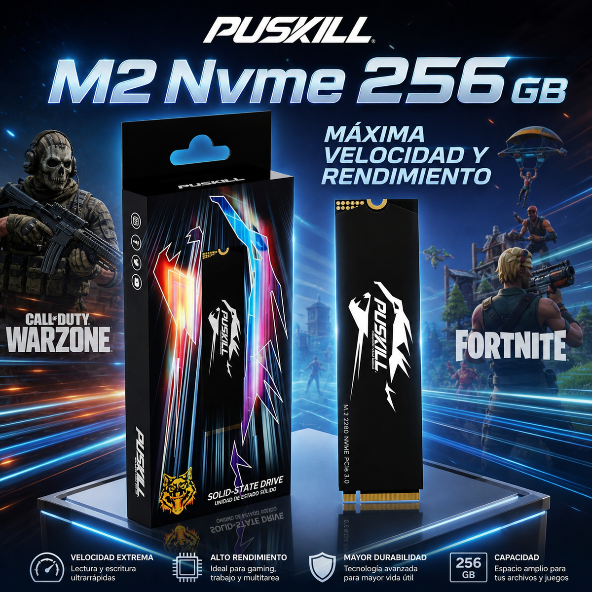 Disco Duro M2 Nvme 256 Gigas Puskill.