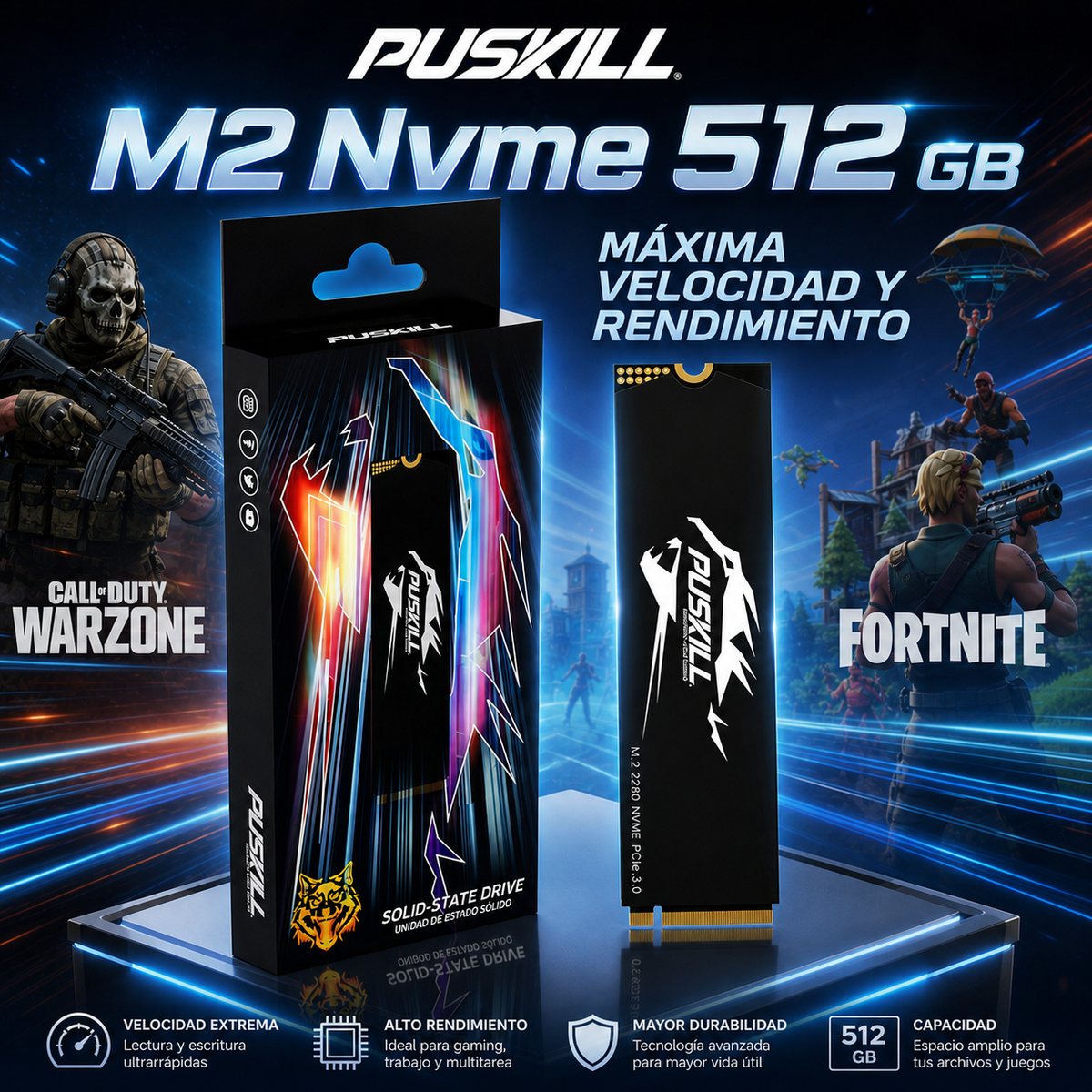 Disco Duro M2 Nvme 512 Gigas Puskill.